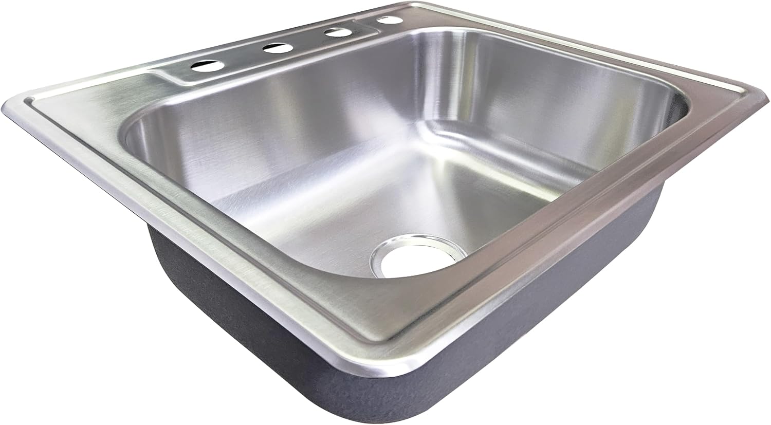 25-inch Stainless Steel Topmount 4-hole Drop-In Single Bowl 8-inch Deep Kitchen Sink