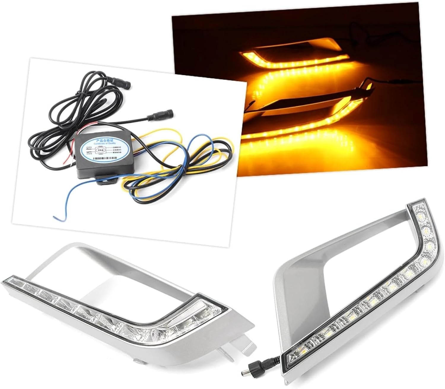 Fog Lights For Ranger 2015-2016 Pair DRL Car Indicator Turn Signals Light Daytime Running Driving For Work Lamp Fog Light For Cover Shape