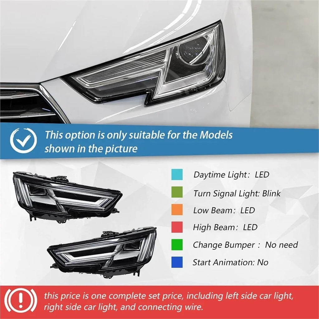 Car Lamps Assembly For Audi A4 A4L RS4 S4 2017-2019 High Configure Design LED Auto Projector Lens Headlight Accessories
