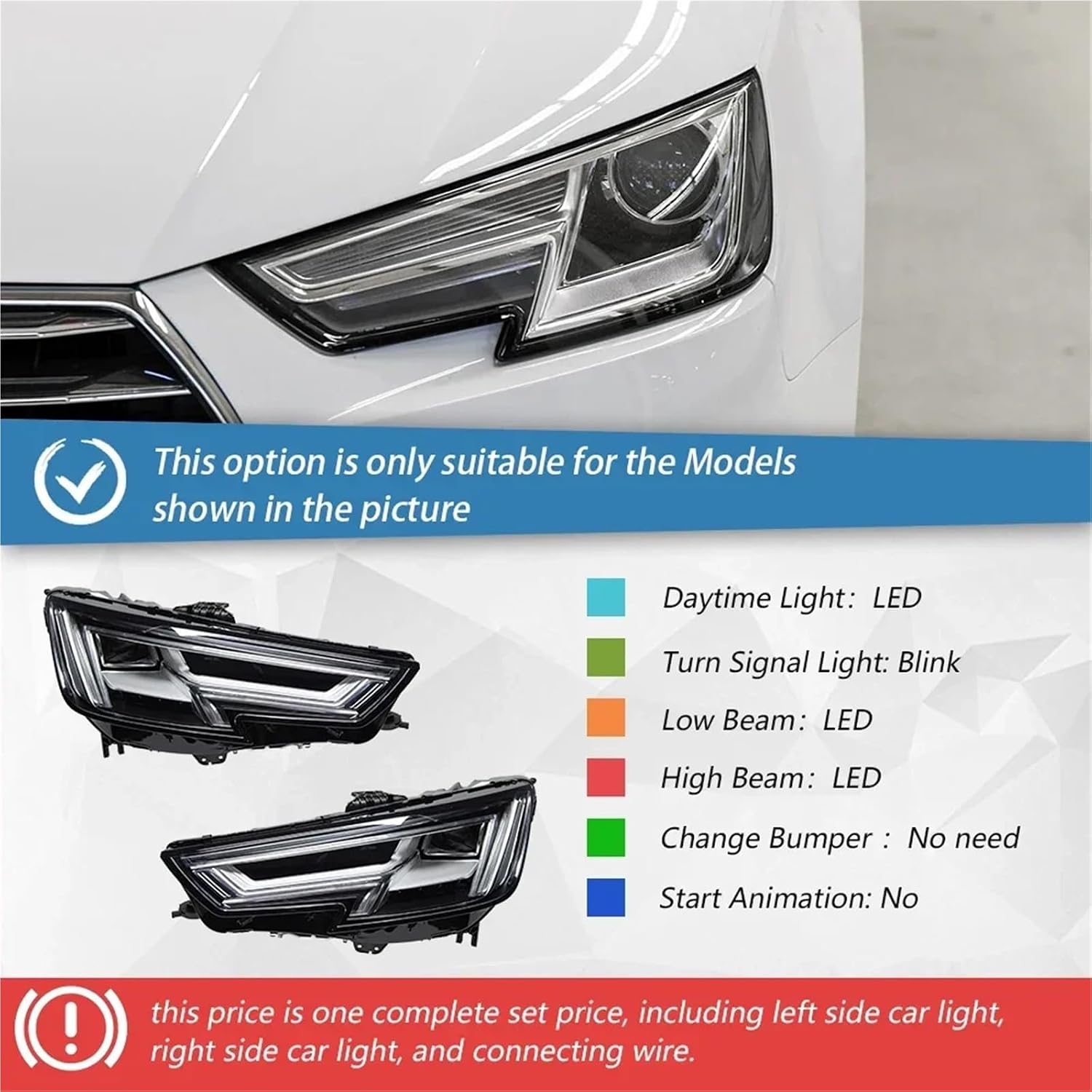 Car Lamps Assembly For Audi A4 A4L RS4 S4 2017-2019 High Configure Design LED Auto Projector Lens Headlight Accessories