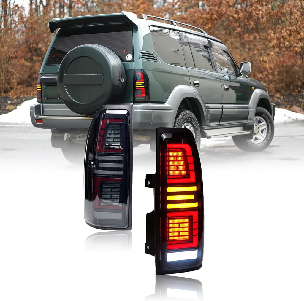 Tail Light, LED Tail Lights Assembly for Toyota Land Cruiser Prado 90 LC90 LC95 1996-2004 Rear Tail Light Dynamic Start and Turn Signals, Left and Right Automotive Taillight Assemblies, Smoked