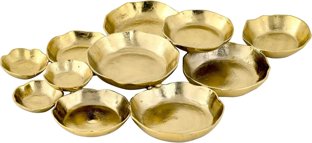 Cruiser's Caché 24' Cluster of 11 Serving Bowls. Rustic Gold Finish, Hand-Crafted, Artisan Made