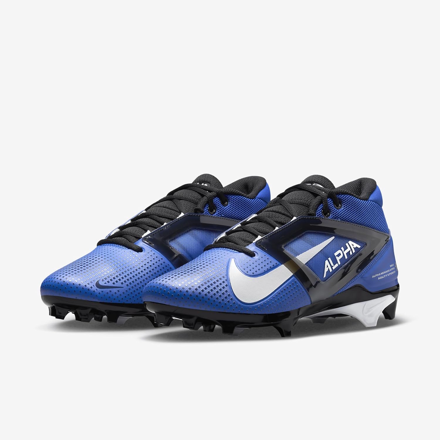 Nike Alpha Menace 4 Pro Football Cleats (FD7037-400, Hyper Royal/Metallic Silver/Midnight Navy) Size 8.5