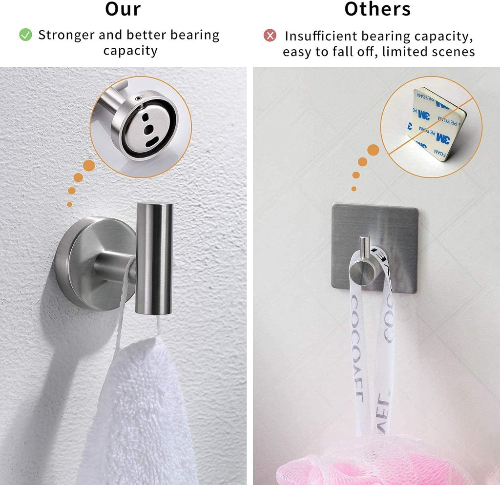 GIMILI 2 Pack 4 Piece Bathroom Hardware Set Brushed Nickel,Stainless Steel Bathroom Accessories Set, Towel bar Kit Wall Mounted, Toilet Paper Holder, Towel Bars, Robe Hook,Towel Rails and Rings