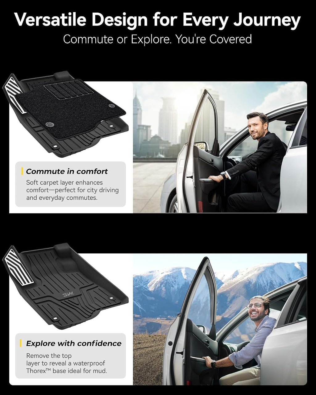 3W Floor Mats(with Metal Pedals) with Carpet & Cargo Liner Fit for Honda CR-V 2023 2024 2025 2026 TPE All Weather Waterproof Custom Fit Automotive Liners and Carpet for Honda CRV(Include Hybrid)