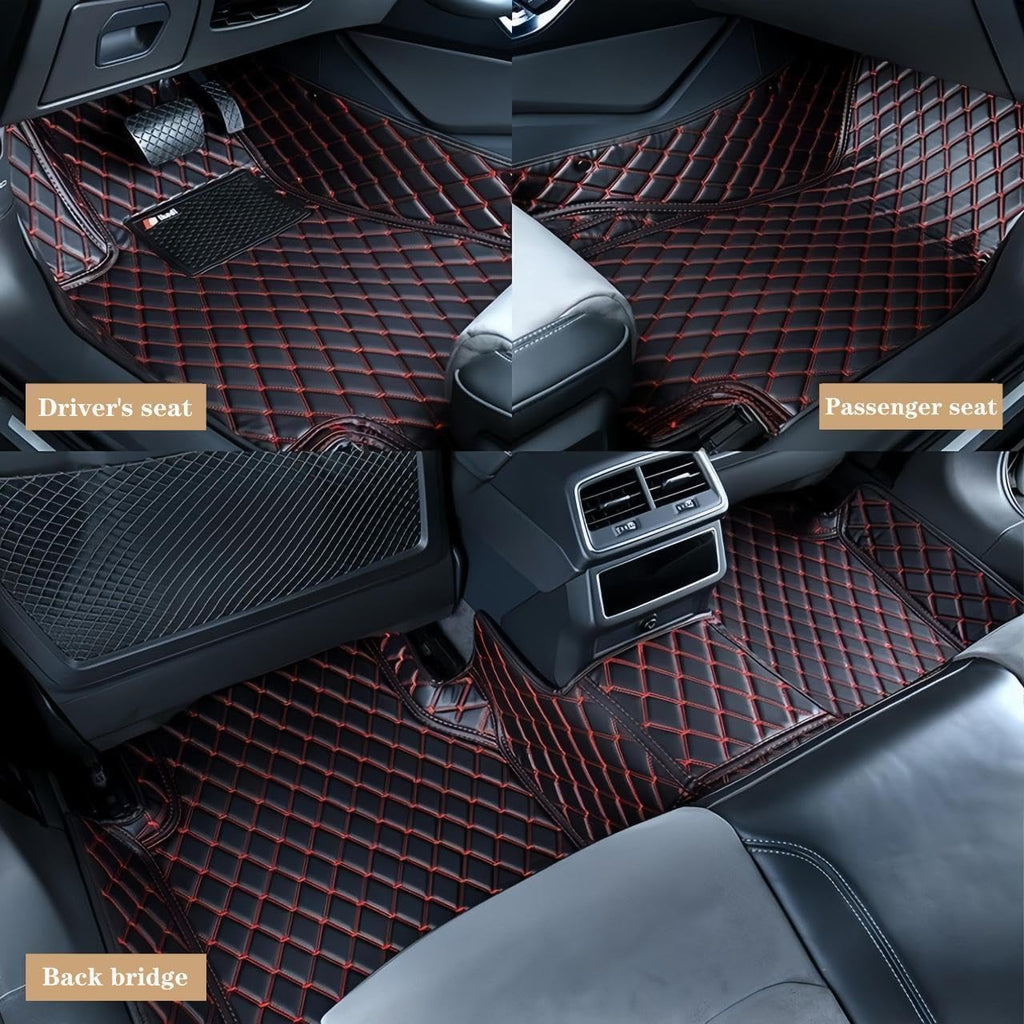 Leather Car Floor Mats for Land Rover Defender 110/130 L663 2020 2021 2022 2023 2024 2025, Waterproof Floor Mat Front Rear Row Carpet Protection Liners Car Floor Matts Accessories,Brown