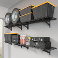 Jusgym 4 Pack Heavy Duty Garage Wall Shelving Set (1x4ft), Wall Mounted Garage Shelves 1400lbs Capacity, 12'x48' Shelf Storage Rack Floating Shelves, Black