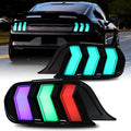 HCmotion LED Tail Lights For Ford Mustang Euro 2015-2023 (6 Lighting Modes), Start UP Animation With Sequential Turn Signal Rear Lamp Kit Assembly (Clear-RG)
