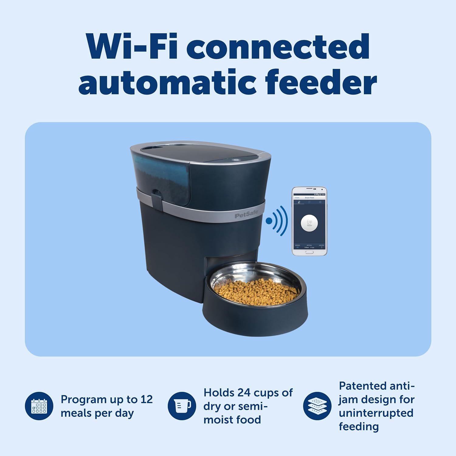 PetSafe Smart Feed, Electronic Pet Feeder for Cats & Dogs, 6L/24 Cup Capacity, Programmable Mealtimes, Alexa, Apple & Android Compatible, Backup Batteries Ensure Meal Delivery During Power Outage