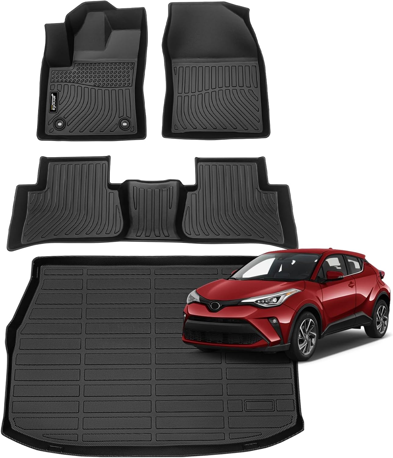 Jenofa-Floor Mats for Toyota CHR 2018-2023 Cargo Mat Car Mats for CHR All Weather Floor Liner Custom Fit Automotive Non-Slip Waterproof Protection Full Set Accessories