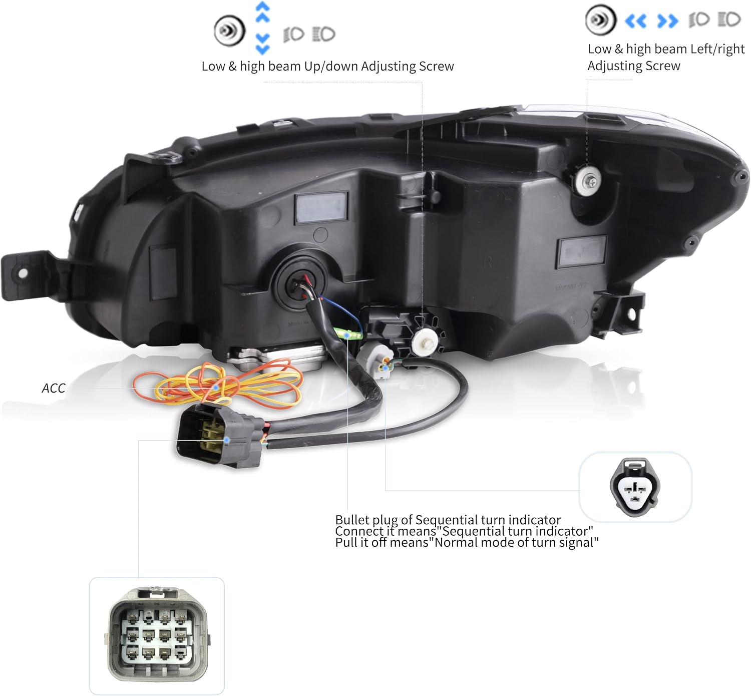 VLAND Headlights and Taillights Fit for 2015-2021 SUBARU WRX/STI 1st Gen, Clear