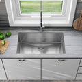 Sinber HU3219S-16G 32' x 19' x 10' Undermount Single Bowl Kitchen Sink with 16 Gauge 304 Stainless Steel Satin Finish (Sink Only)