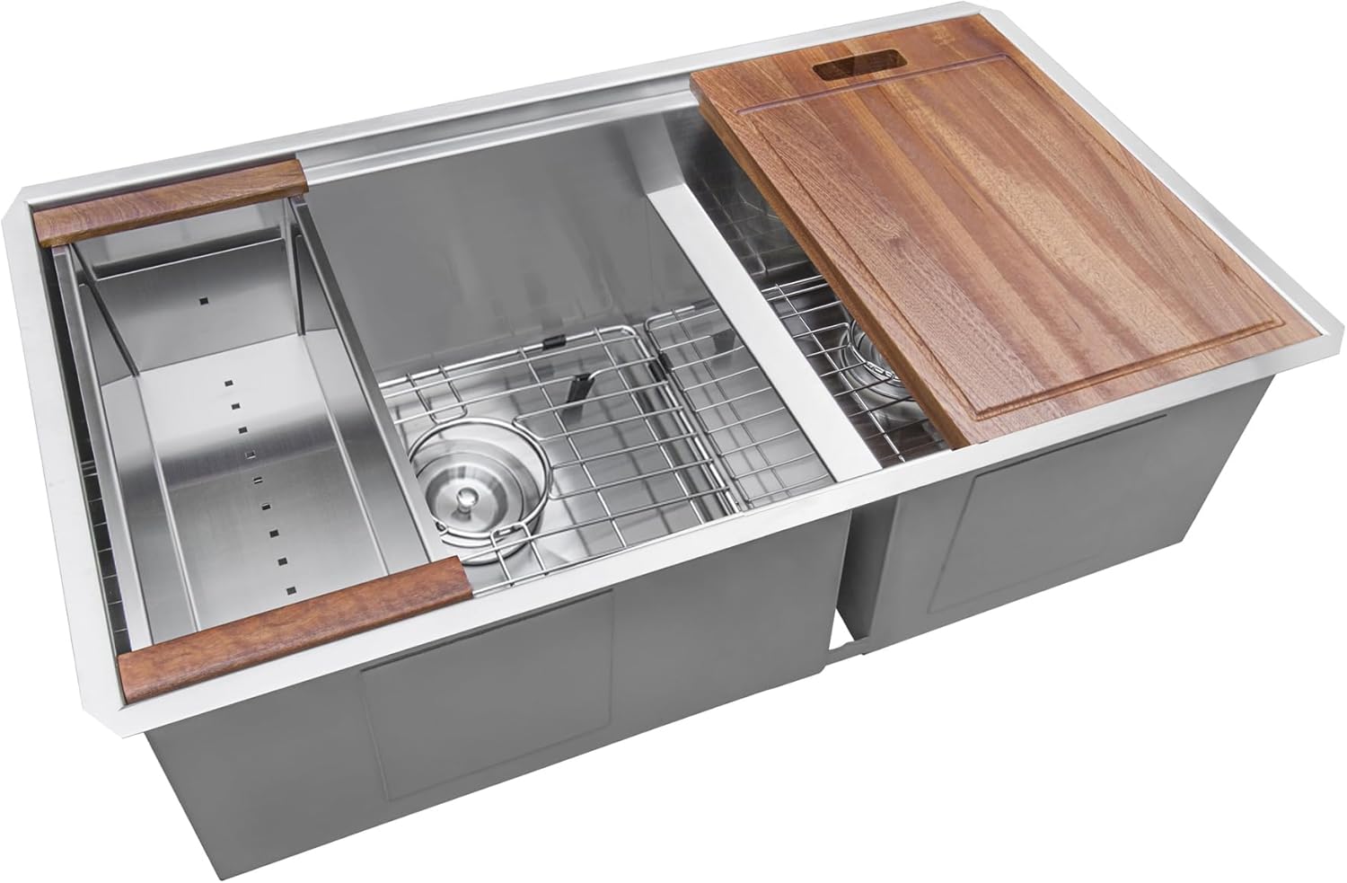 Ruvati 28-inch 60/40 Double Bowl Kitchen Sink - Undermount Low Divide 16 Gauge Stainless Steel Kitchen Sink with Brushed Finish hides scratches, Easy-to-Clean Undermount Sinks - RVH8341