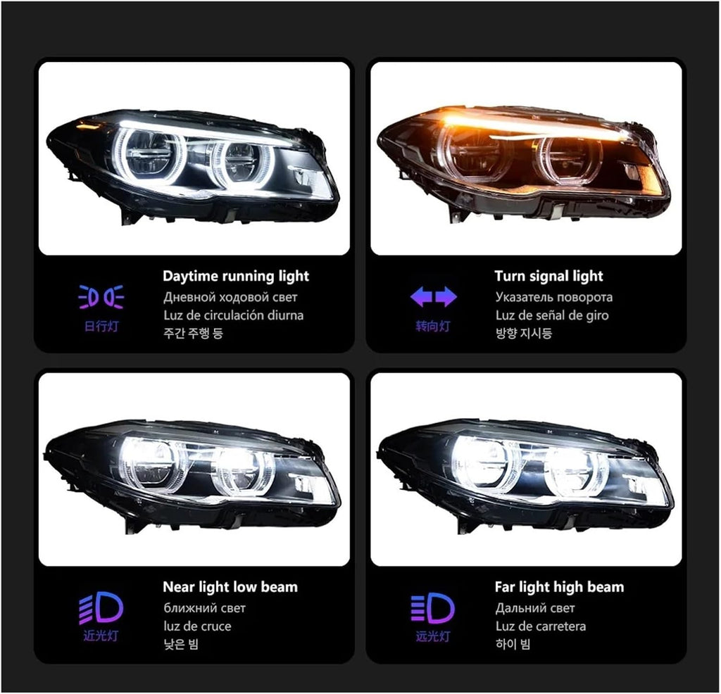 Car Lights Compatible With BMW F10 F18 2011-2017 5 Series 520i 530i LED Auto Headlight Assembly Upgrade High Configure Design Accessories(For 10-13 User)