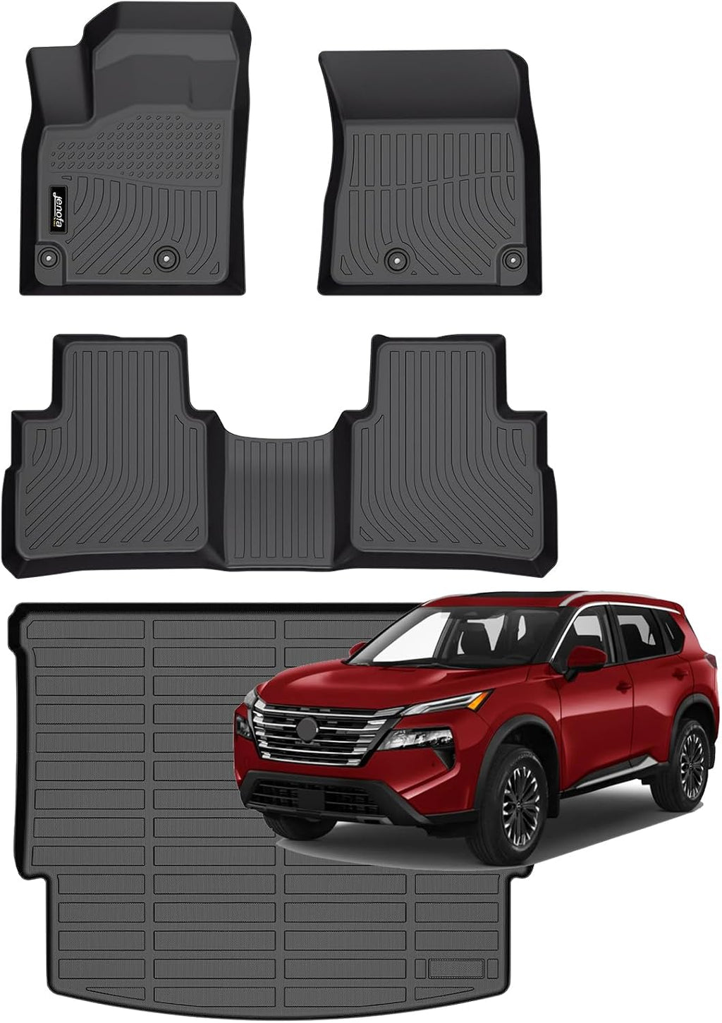 Jenofa-Car Floor Mats for 2021-2025 2026 Nissan Rogue (Not for Sport) All Weather Mats Cargo Liner Car Mat for Rogue Waterproof Floor Liner Custom Fit Accessories 2025