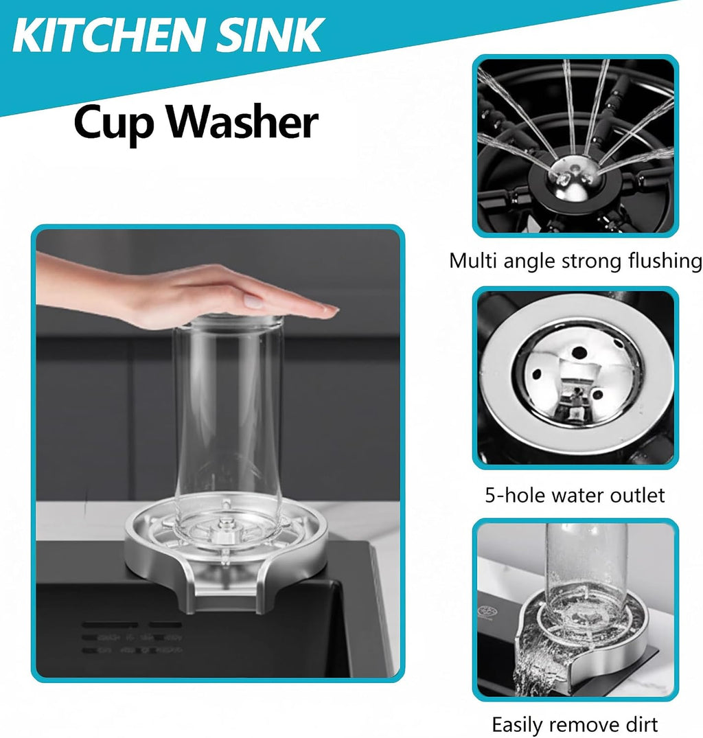 Stainless Steel Kitchen Sink with Faucet, Single Bowl Top Mount/Drop-In 3 Hole Single Bowl Workstation Sink with Cup Washer, Soap Dispenser, Drainage kit for Bar, Kitchen, Balcony (20 * 18in)