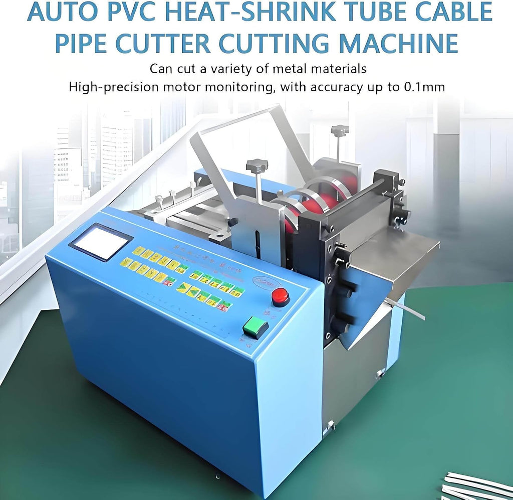 250W Tube Cable Pipe Cutter Precise, Automatic Heat Shrink Tube Cutting Machine with Micro-Computer Control, Efficient Tube Cable Pipe Cutter Cutting Machine,for Sleeve, Rubber/Plastic Tube