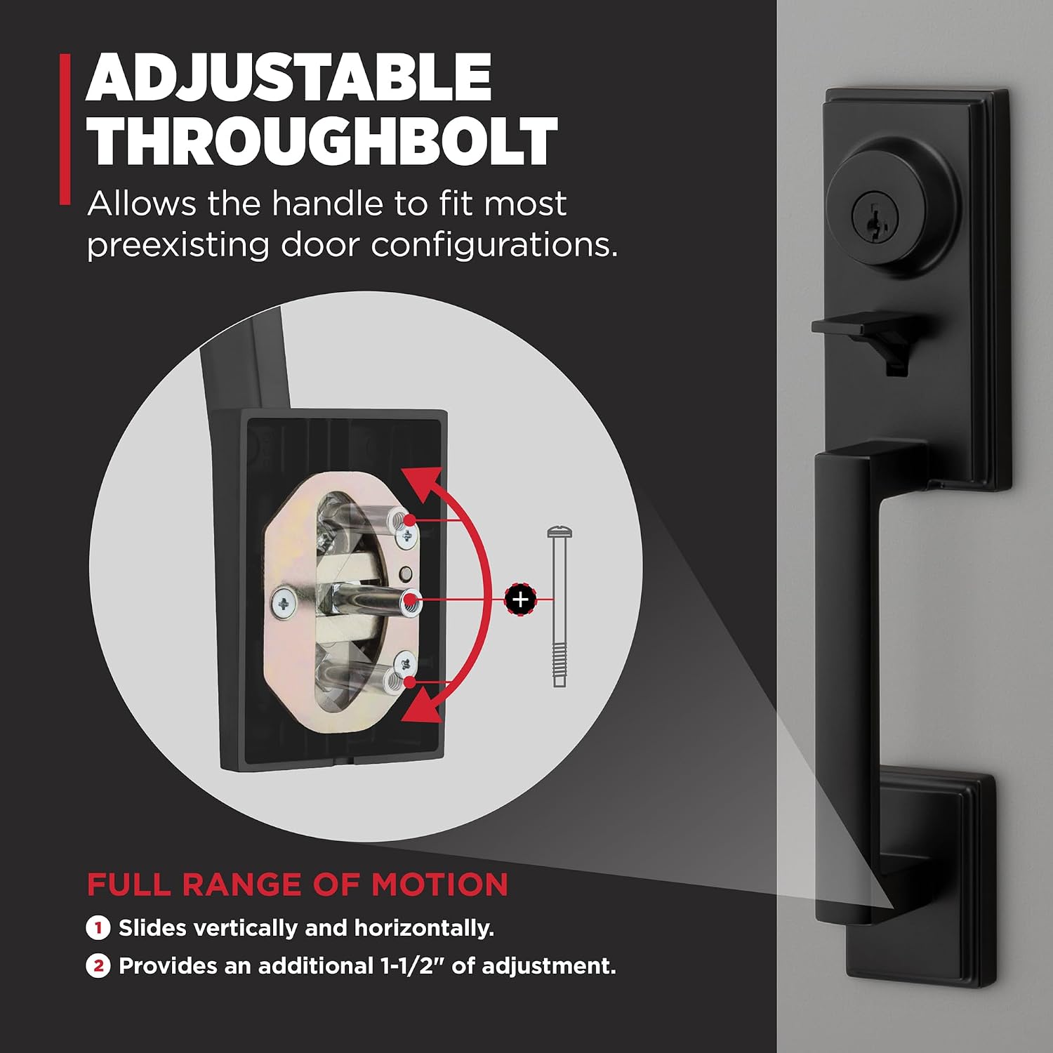 Kwikset Peralta Front Door Lock Handle and Deadbolt Set, Entry Handleset Exterior with Interior Reversible Lever, Matte Black, Pick Resistant SmartKey Rekey Deadbolt Security