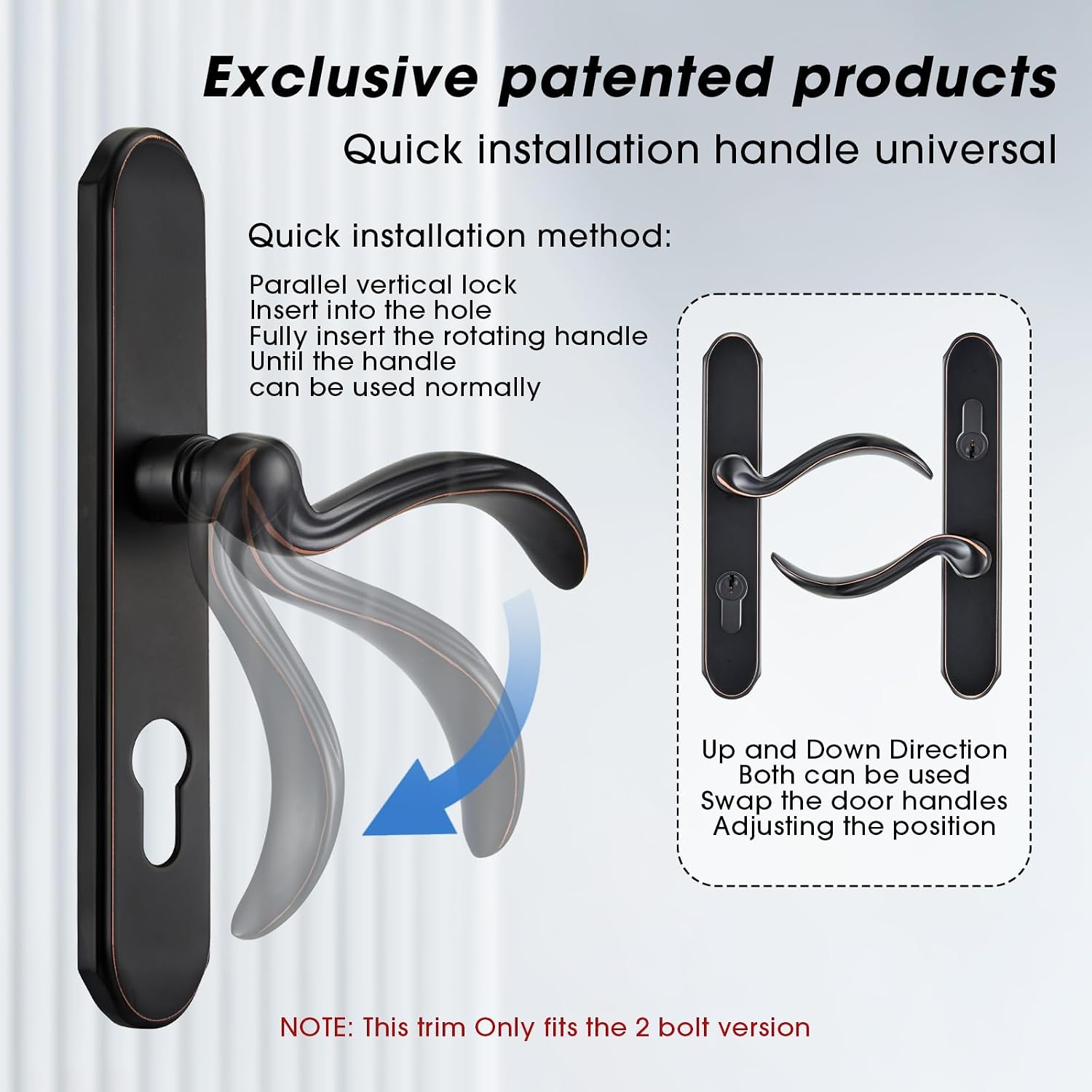 HauSun Storm Door Handle Set Replacement Kit with 2 Point Mortise Lock and Key,Security Door Keyed Lever Handle Fits for Pella or Larson Storm Door (Oil Rubbed Bronze)