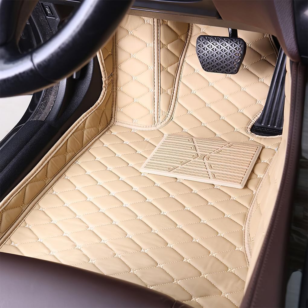 Car Floor Mats for Chrysler 300 2012-2019,Leather Luxury Floor Liner All Weather Protection Carpet. (Full Set/Cream Color)