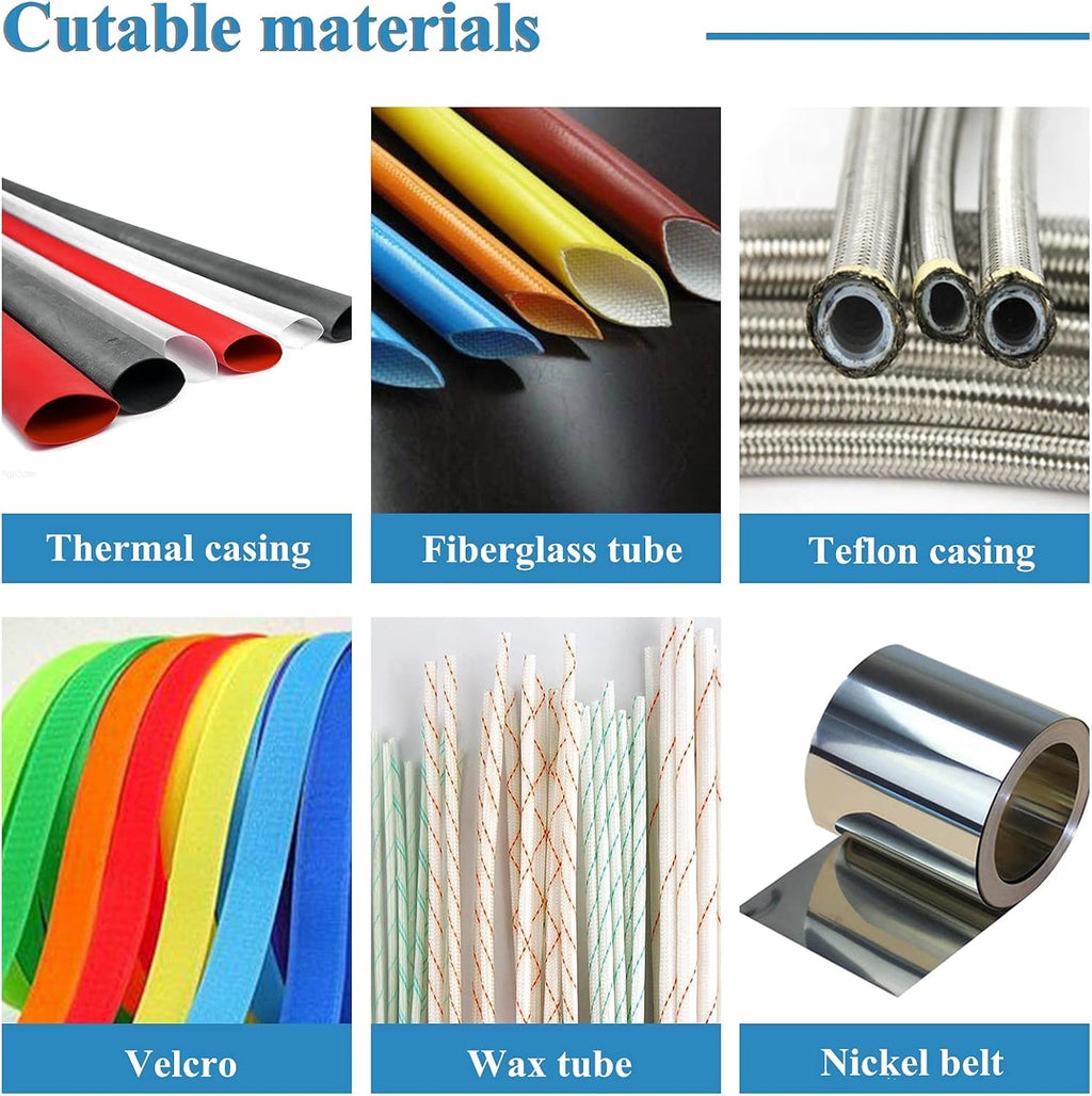 Fully Automatic Heat-Shrink Tube Cutting Machine 250W Electric Tube Cable Pipe Cutter with Micro Computer Control Cutting Width 100 mm for Sleeve Rubber/Plastic Tube,N