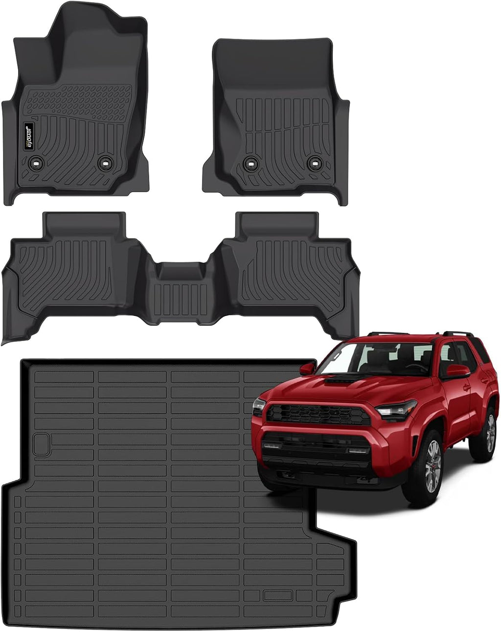 Jenofa-Floor Mats for 4Runner Hybrid 2025-2026 Full Set All Weather Liners | 4Runner Hybrid 2025-2026 Cargo Mat All Weather Liner Full Set Custom Car Mat Waterproof High Edge Protection Accessories