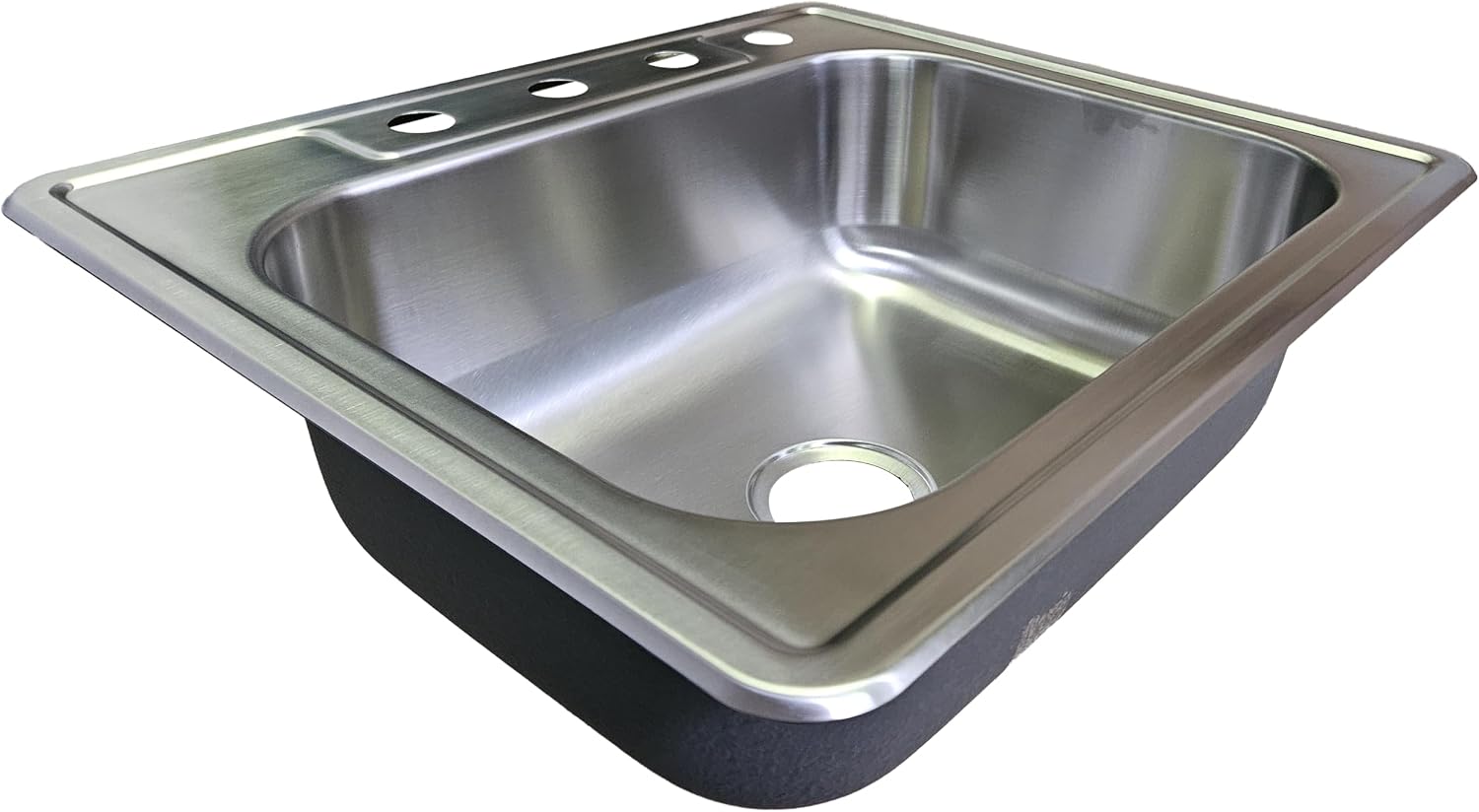 25-inch Stainless Steel Topmount 4-hole Drop-In Single Bowl 8-inch Deep Kitchen Sink