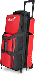 WOLT 3 Ball Bowling Bags with Wheels,Bowling Ball Bag 3 Ball Roller with Separate Shoe Compartment and Accessory Pocket, Retractable Handle Extends to 38''