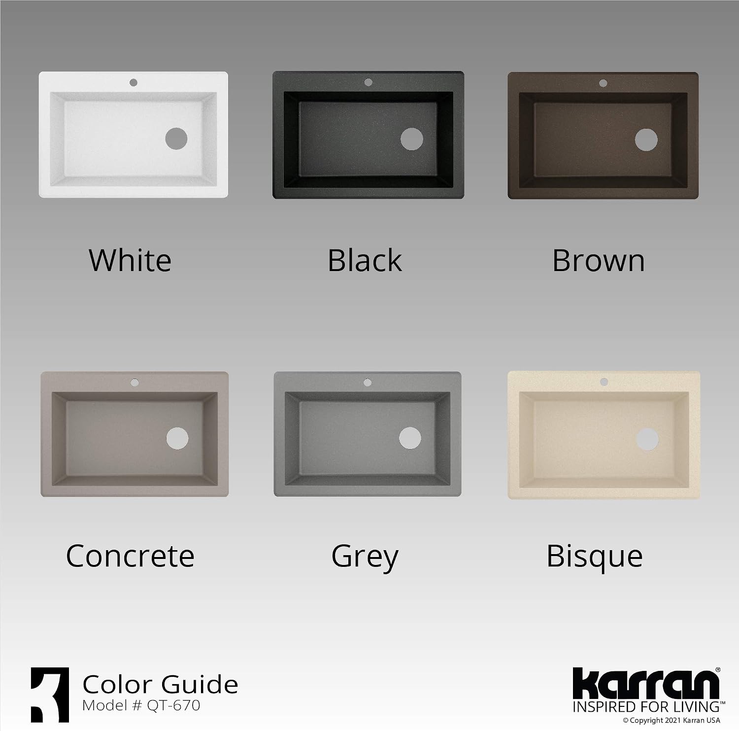 Karran QT-670 Drop-In/Top Mount 33' Single Bowl Granite Quartz Composite Kitchen Sink in Brown Right Side Drain, Extra Deep 9' Basin, Heat & Scratch Resistant, Sound Dampening