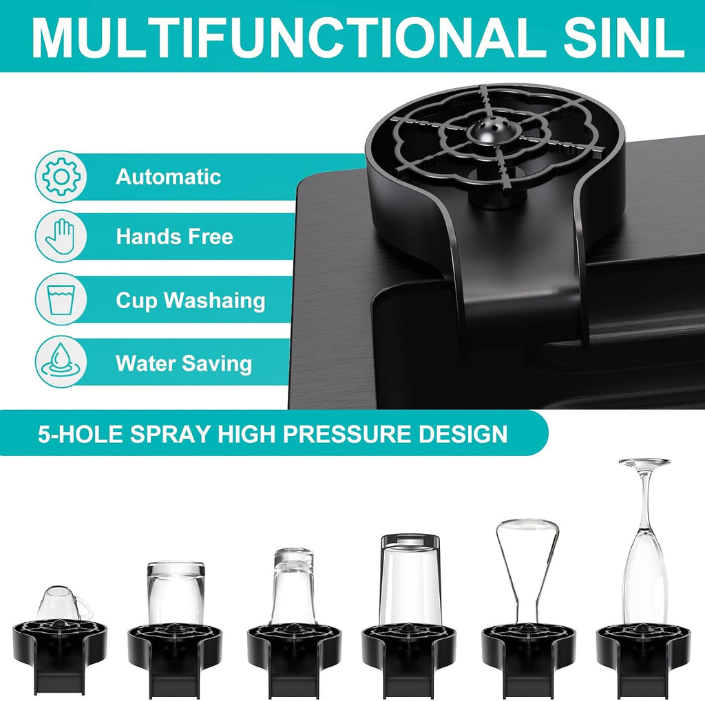 32 * 19 inch Kitchen Sink, Single Bowl Stainless Steel Sink Multifunctional Drop In Sink with Pull-Down Faucet and Multiple Accessories