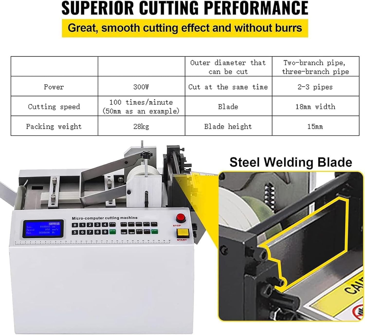 Automatic Heat-Shrink Tube Cutting Machine, Tube Cable Pipe Cutter, Smart Cutting Machine, Blade Height 15Mm, for Sleeve, Rubber/Plastic Tube (110V