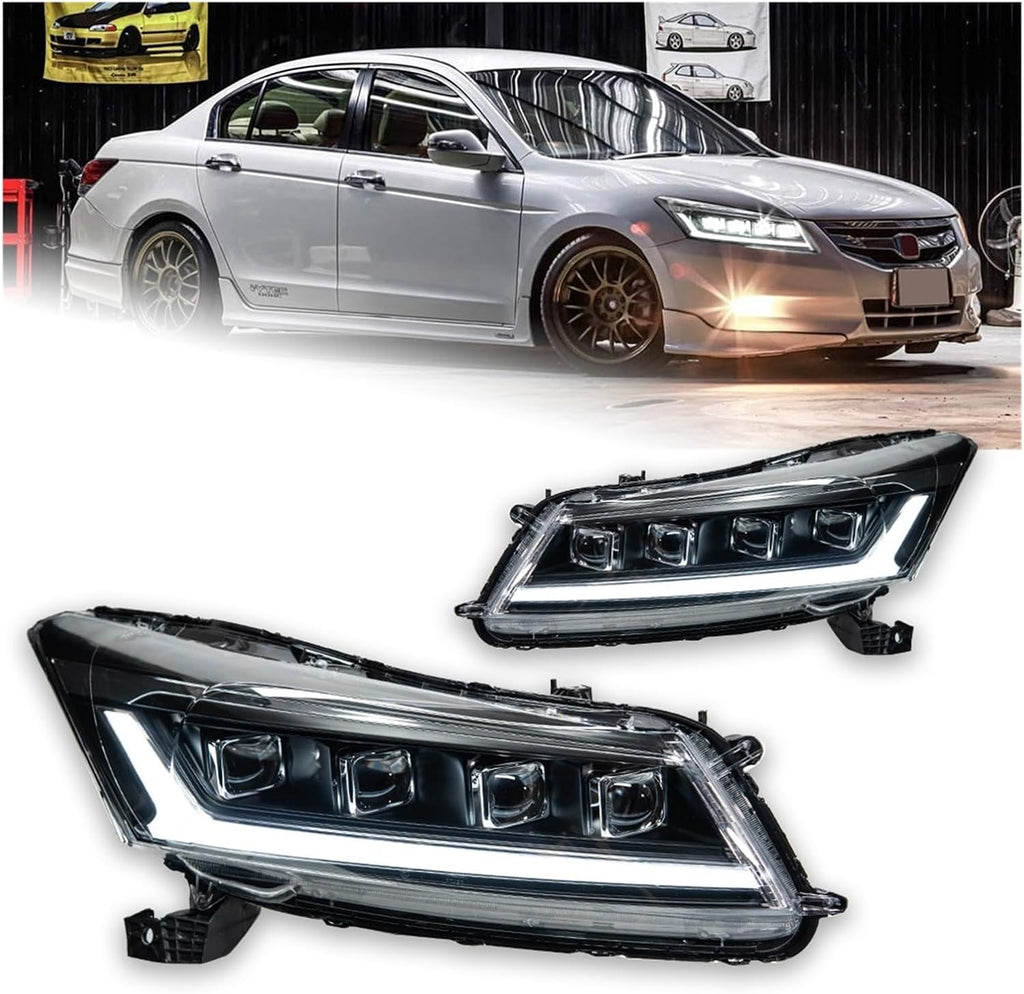 Car Lights Compatible With Accord 8th 2008-2012 G8 LED Auto Headlights Assembly Upgrade Dynamic Signal Lamp Projector 4 Lens Accessories