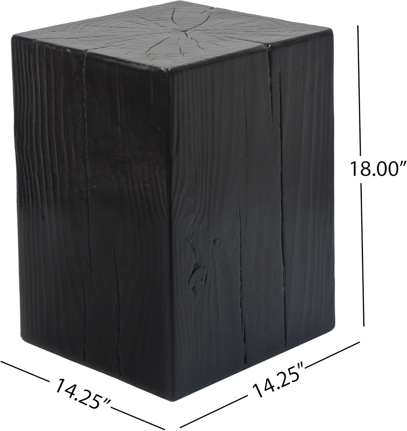 Christopher Knight Home Bard 18' Square Living Room Side Table, Wood-Like Distressed Finish End Table, Decorative Accent Table for Indoor Outdoor Usage, Space Saving Furniture, Black