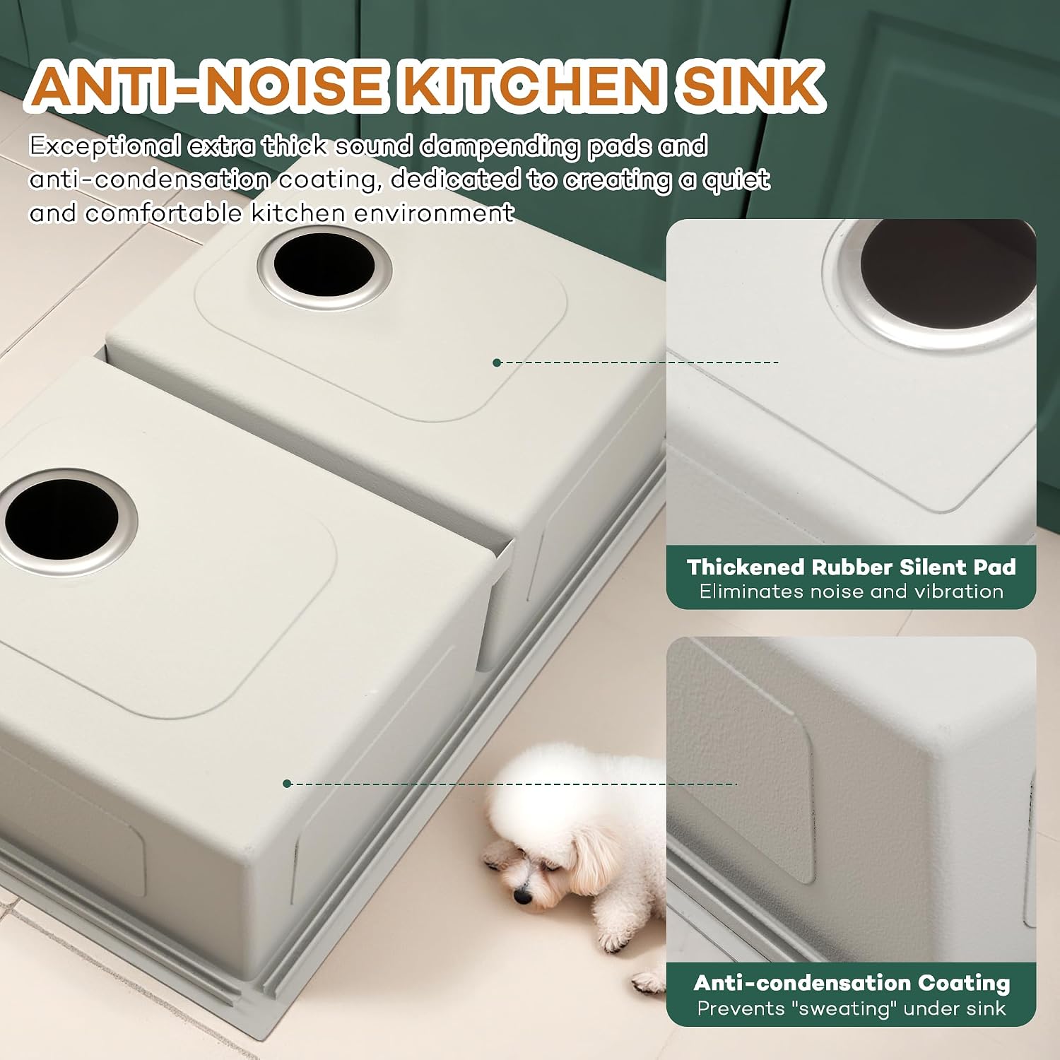 Rhbamoa Double Bowl Drop In Kitchen Sink 33x22,16-Gauge T304 Stainless Steel Topmount Kitchen Sink,50/50 Double Bowl Kitchen Sinks,Deep Sinks with All Accessories, Brushed Finish