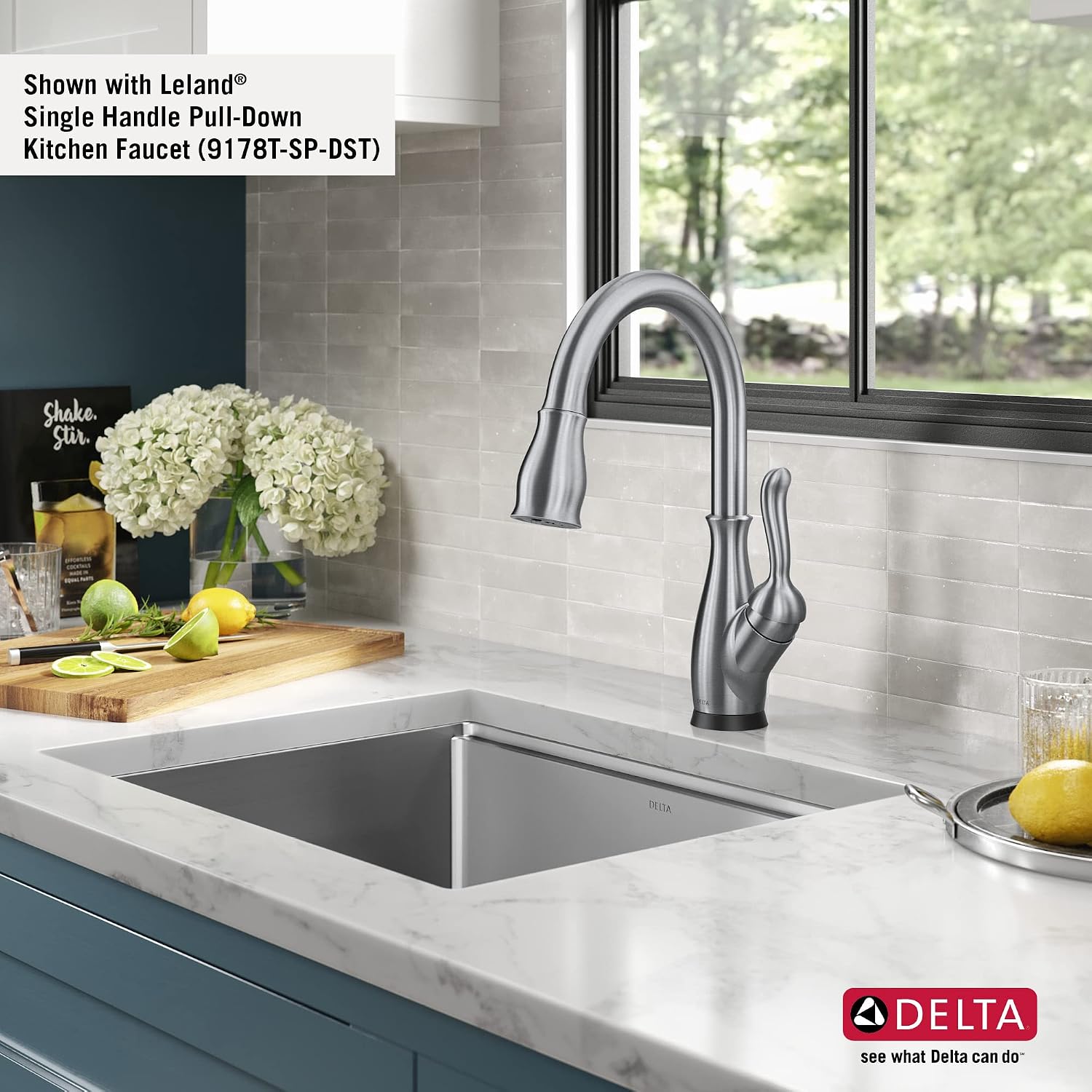 DELTA FAUCET Lorelai 23-inch Workstation Kitchen Sink Undermount 16 Gauge Stainless Steel Single Bowl with WorkFlow Ledge and Kit of 5 Accessories, 95B9132-23S-SS