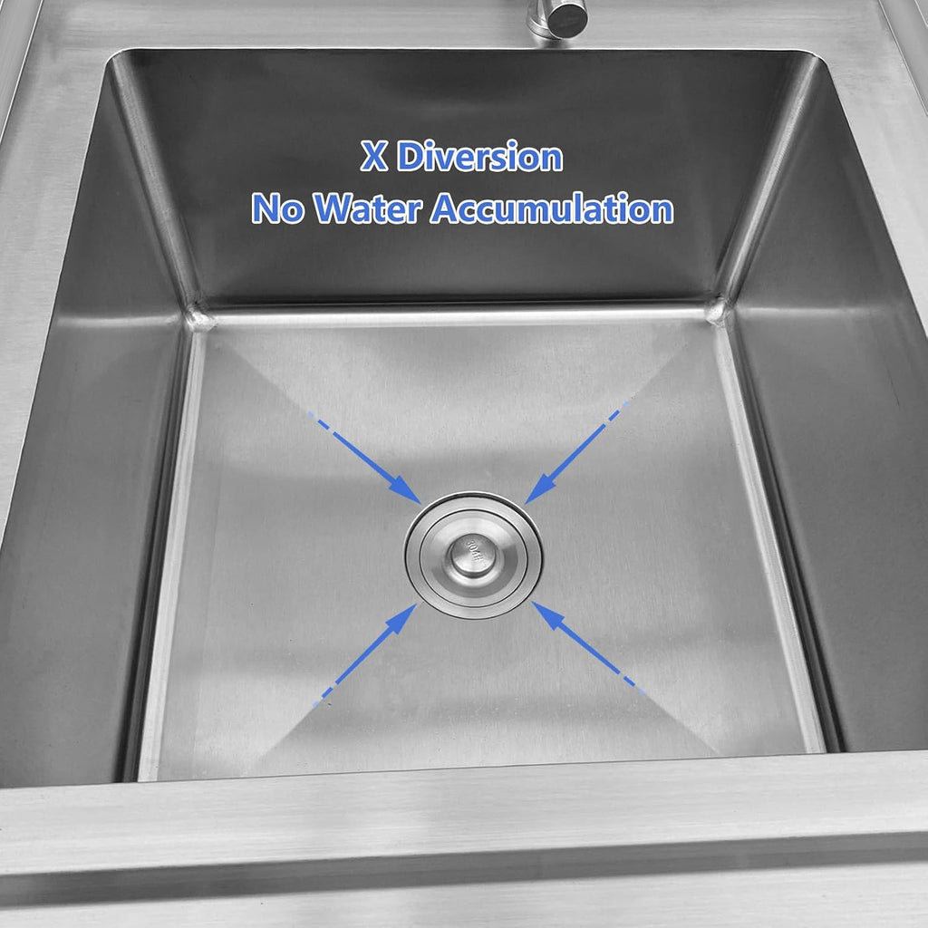 3-Compartment Commercial Stainless Steel Sink, Freestanding Triple Bowl Kitchen Sink, 59' L x 23.6' W x 31.5' H