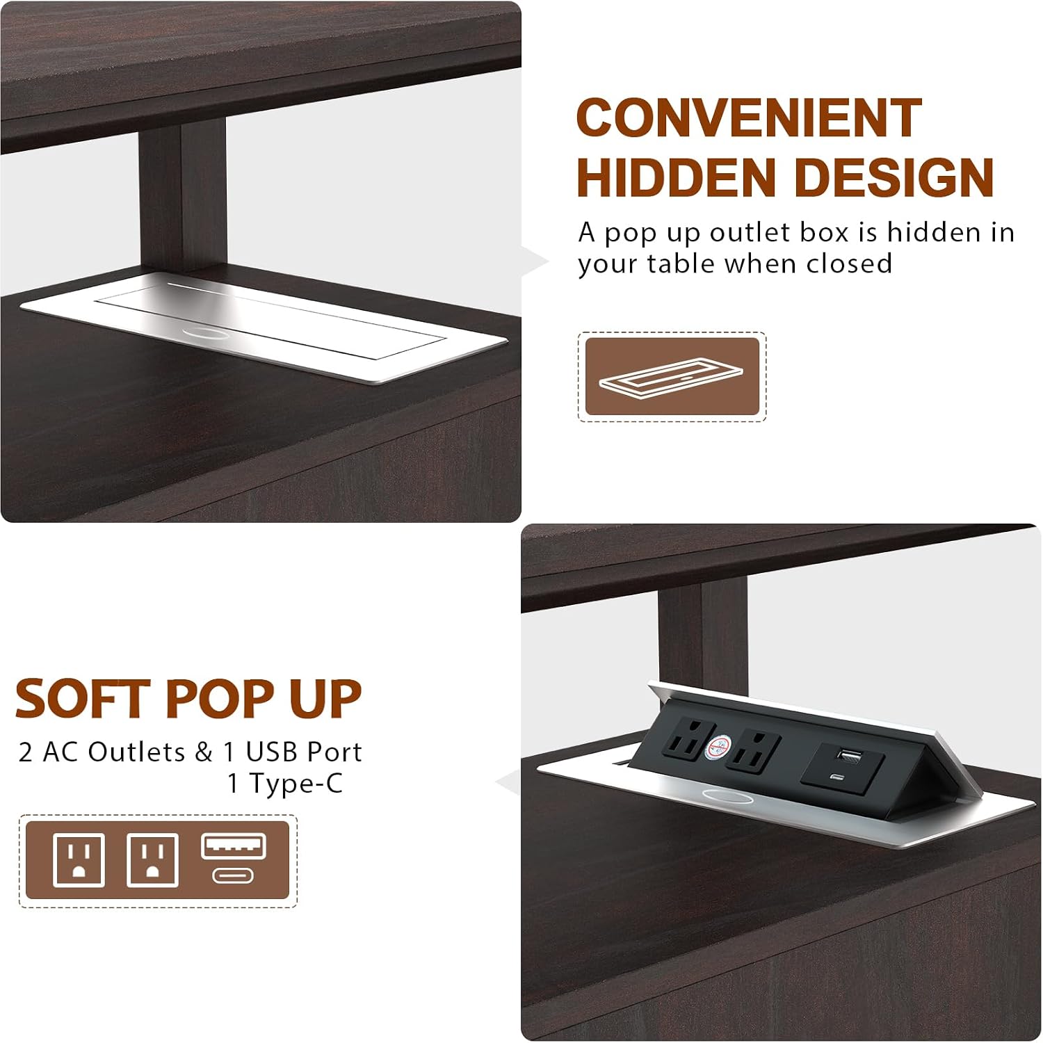 HIFYOBRO Narrow End Table with Flip Top Charging Station Set of 2, Side Table with 2 Drawers, Type-C & USB Port & Power outlets, Wooden Storage Cabinet for Living Room and Bedroom