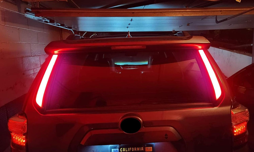 iJDMTOY Smoked Lens Full LED Rear Window Pillar Vertical Fit Tail/Brake Light Bar Kit Compatible With 2010-2024 Toyota 4Runner, Replace OEM LH/RH Rear Windshield Outside Liftgate Molding Trims