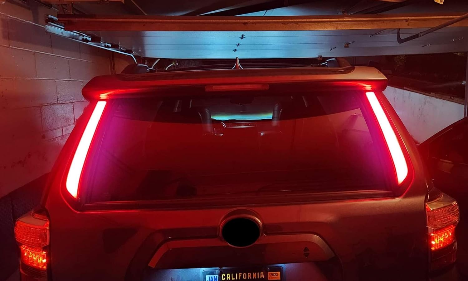 iJDMTOY Smoked Lens Full LED Rear Window Pillar Vertical Fit Tail/Brake Light Bar Kit Compatible With 2010-2024 Toyota 4Runner, Replace OEM LH/RH Rear Windshield Outside Liftgate Molding Trims