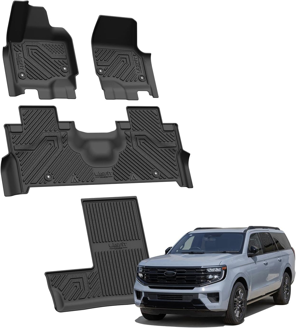 LASFIT Floor Mats for 2025 2026 2027 Ford Expedition 7 Seats Standard (Not Fit 8 Seats and Not Fit Max),All Weather Protection TPE Easy Clean Floor Liners,3Row,4PCS Black