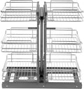 VEVOR 3 Tier 6 Shelf Chrome Carbon Steel Kitchen Cabinet Organizer, Slide Out Storage, Space Saving, Silver, For 15' Width, Food, Jars, Cans, Cookware, Pans, Mugs