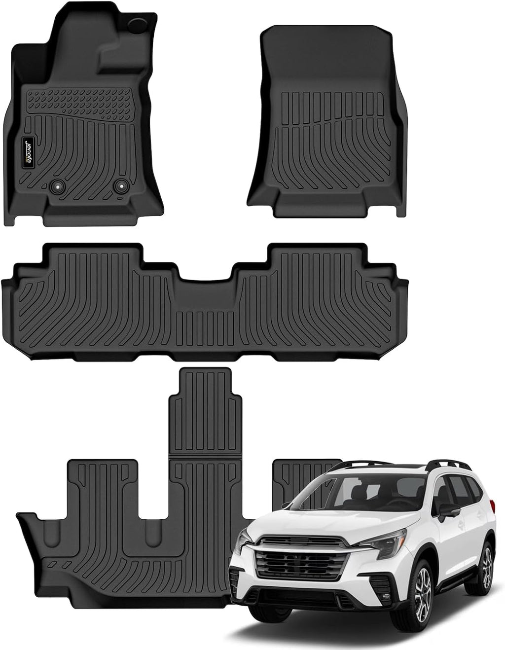 Jenofa-Floor Mats for Subaru Ascent 2019-2025 7/8 Passenger All Model Waterproof All Weather Car Mats Subaru Ascent Floor Liner Custom Fit for Ascent Accessories Black 2025