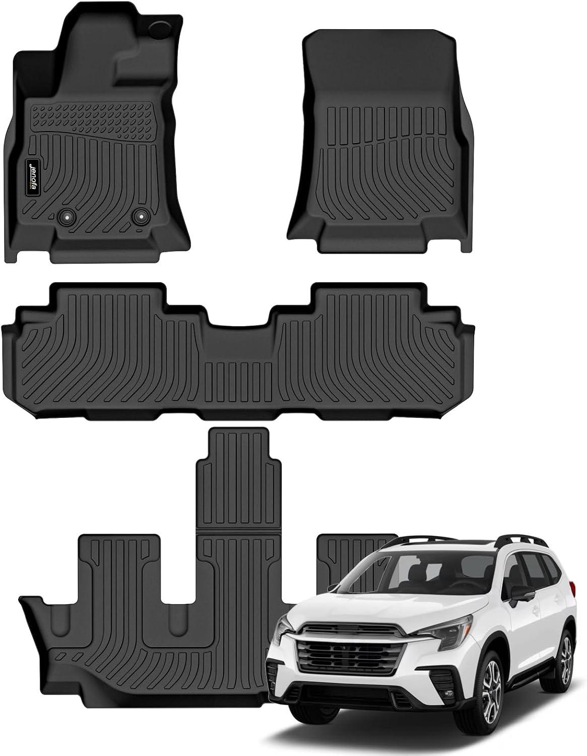 Jenofa-Floor Mats for Subaru Ascent 2019-2025 7/8 Passenger All Model Waterproof All Weather Car Mats Subaru Ascent Floor Liner Custom Fit for Ascent Accessories Black 2025