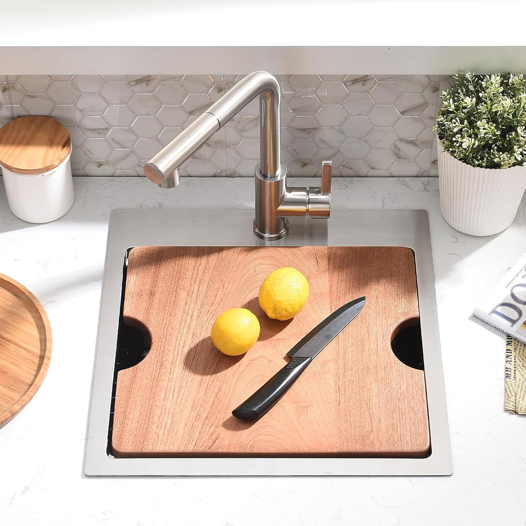 18x18 Drop In Kitchen Sink and Faucet Combo Set - 18 Inch Stainless Steel Small Bar Sink Drop In, 9 Inch Deep Small Single Bowl Kitchen Sinks Workstation with Accessories