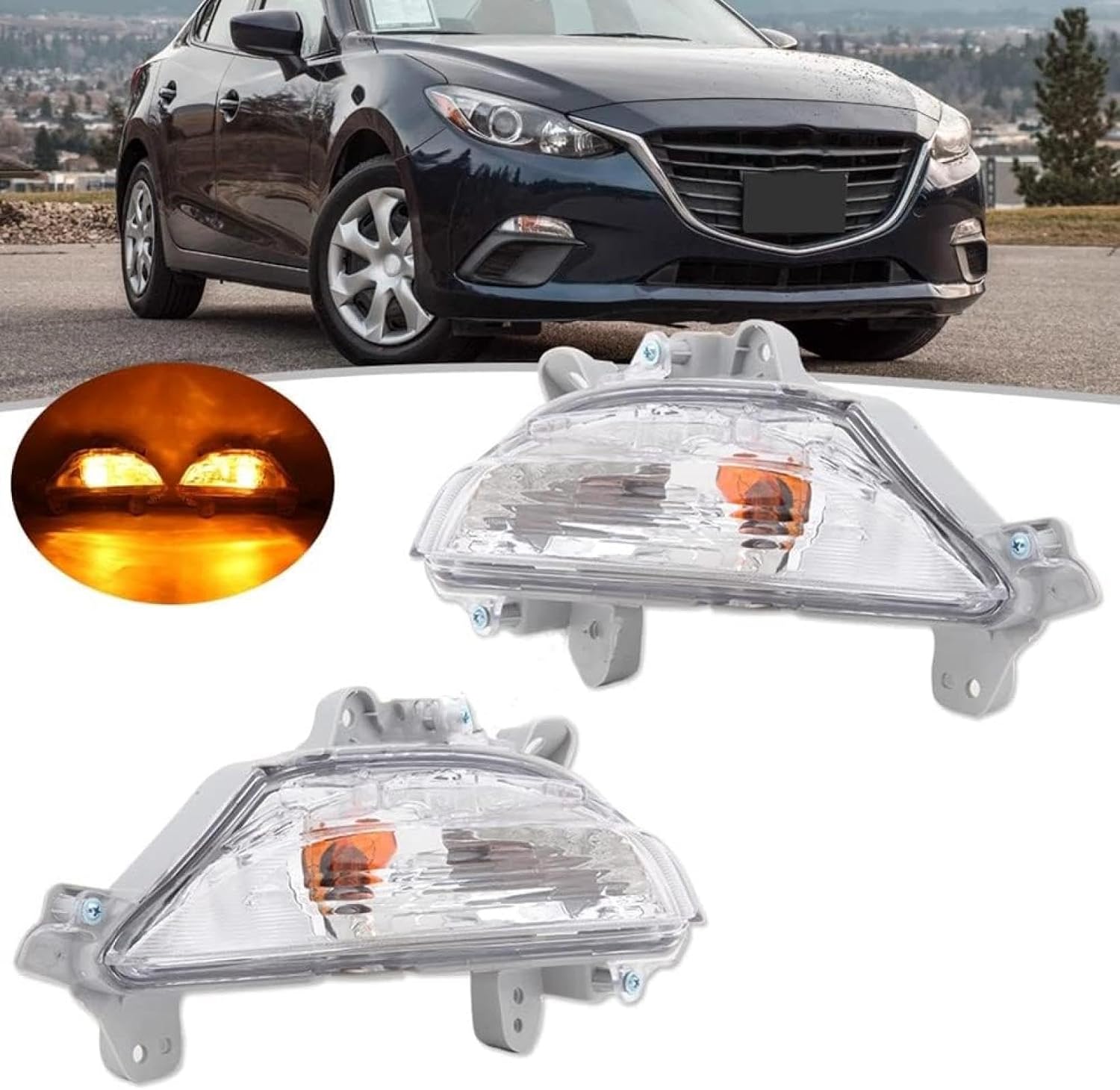 Fog Lights 1Pair Car Front Bumper Fog Lights Driving Indicator Lamp Foglight For Mazda 3 Axela 2014 2015 2016