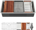 33x19 Undermount Kitchen Sink- 33 Inch Workstation Sinks 304 16 Gauge Stainless Steel Single Bowl 9' Deep Basin 33x19x9