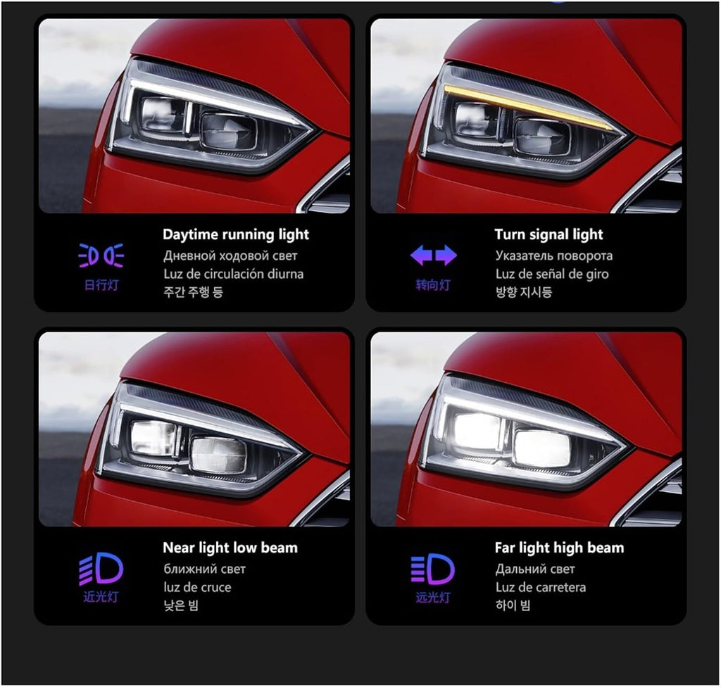 Car Lights Compatible With A5 2017 2018 2019 LED Auto Headlight Assembly Upgrade 2020 Style Design Bifocal Lens Exterior Accessories