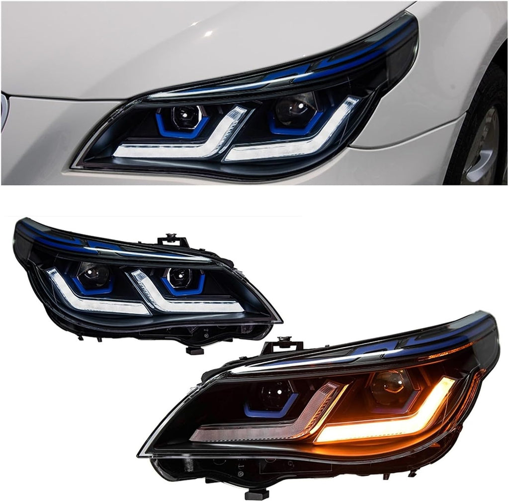 Car Lights Compatible With BMW E60 2003-2010 5 Series 520i 525i 530i LED Auto Headlight Assembly Upgrade Golden Design LHD RHD Accessories(03-06 Golden Eyes)