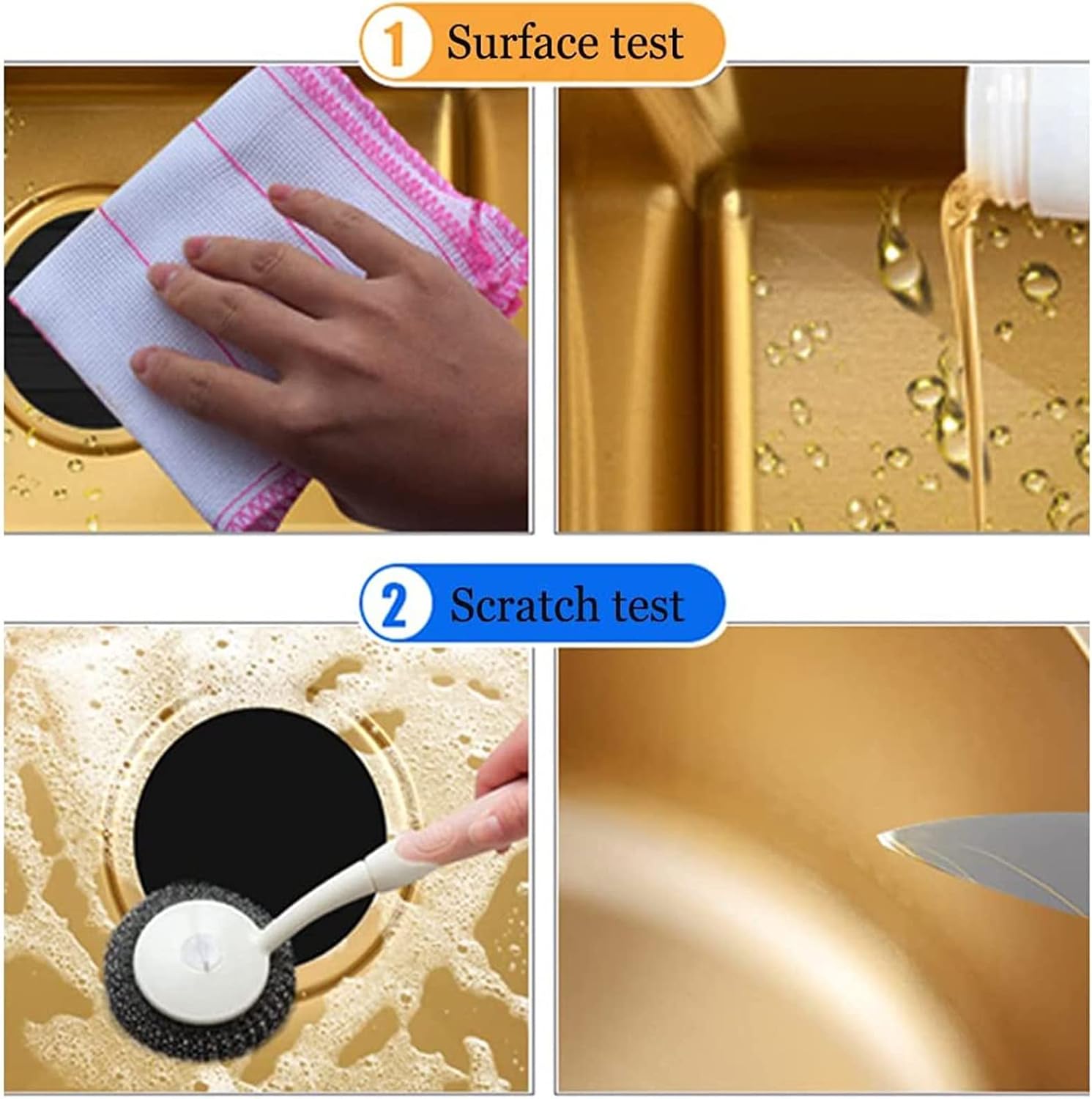 Bar Sink Drop in with Faucet, Small Stainless Steel Sink Faucet Combo Kitchen, Single Bowl Undermount Kitchen Sink,Round Gold Kitchen Sink Kit for Home, Bar, Cafe and Balcony