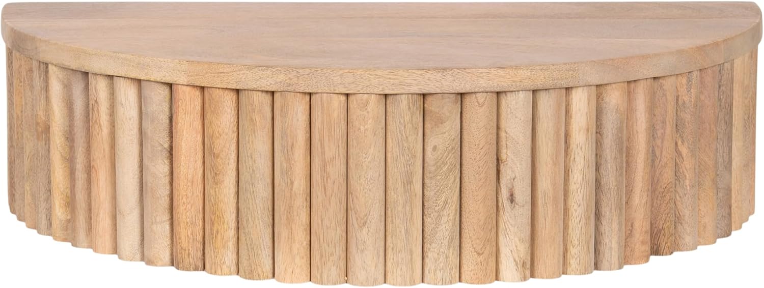 Kate and Laurel Reid Ribbed Wooden Floating Side Table, 20 x 11 x 6, Light Natural, Modern Mango Wood Floating Nightstand with Drawer for Bedroom Storage or Living Room End Table Option